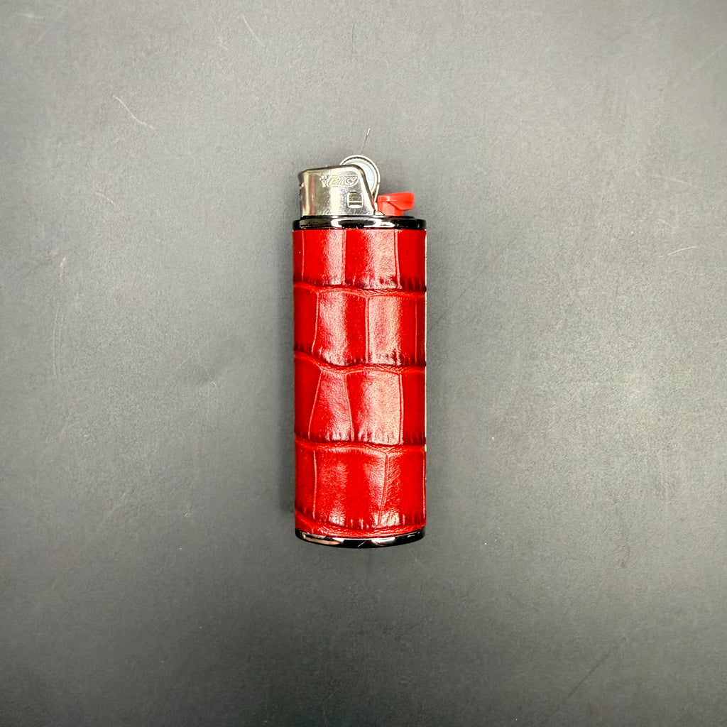 Red Croc-Embossed Classic Lighter Case