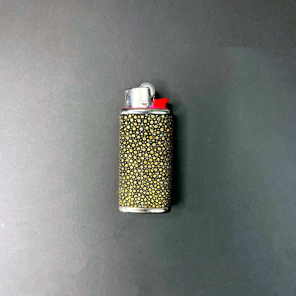 Mini Bic Lighter Cover in Holographic Gold Stingray