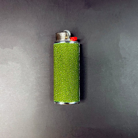 India Green Shagreen Classic Bic Lighter Cover