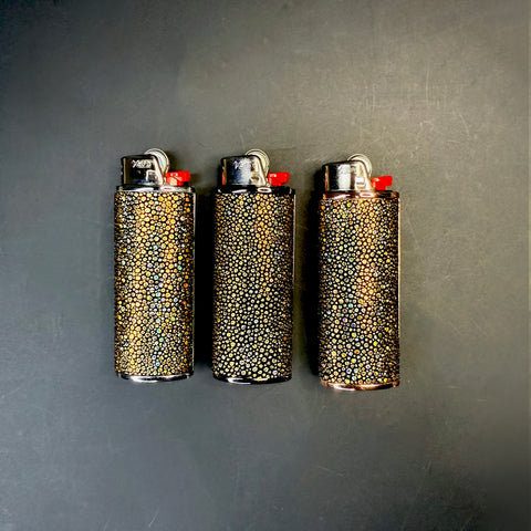 Holographic Gold Shagreen Classic Bic Lighter Cover - Haus of Topper