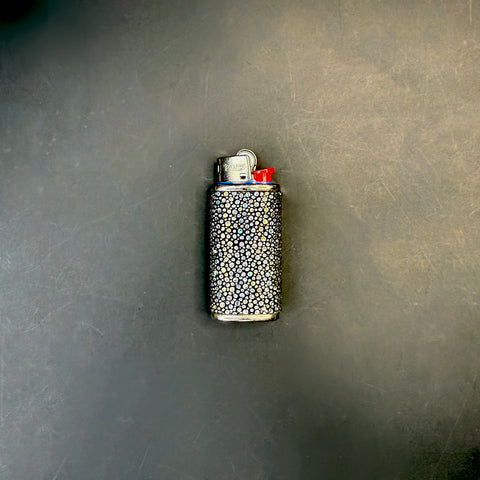 Holographic Silver Shagreen Mini Bic Lighter