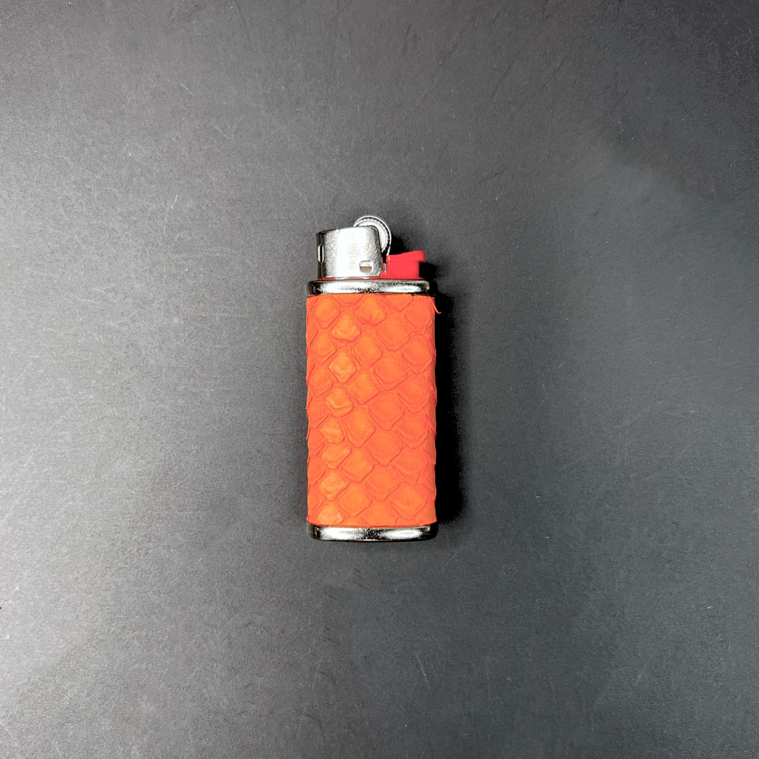 Classic Bic Lighter Cover in Tangerine Orange Python