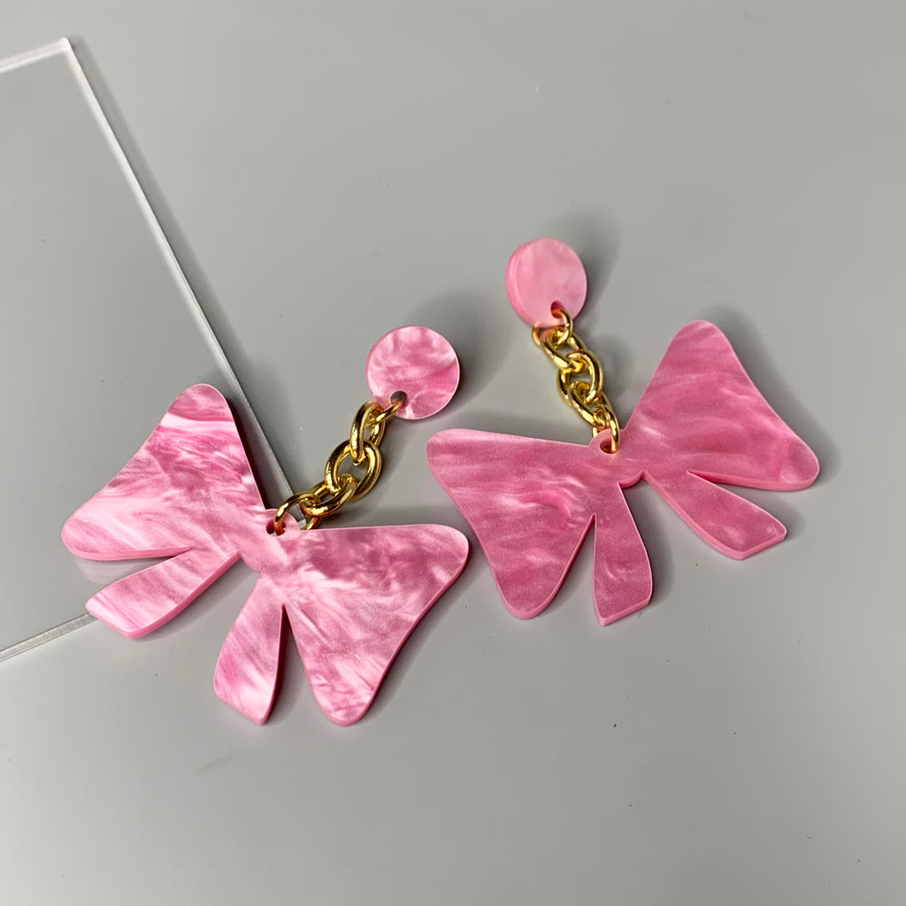 Pink Bow Earrings