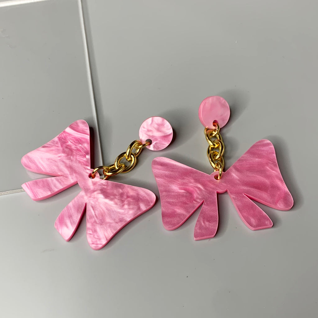 Pink Bow Earrings