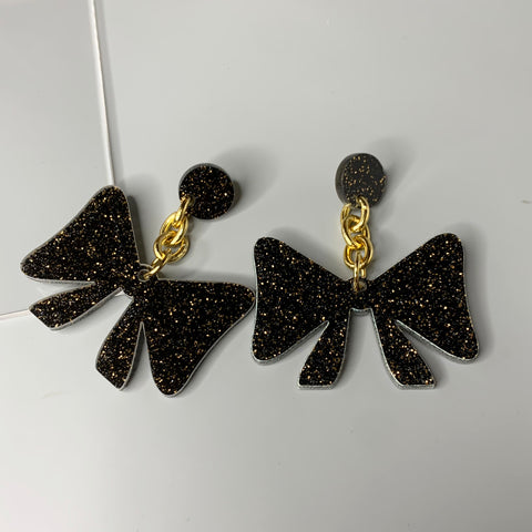 Midnight Sparkle Bow Earrings