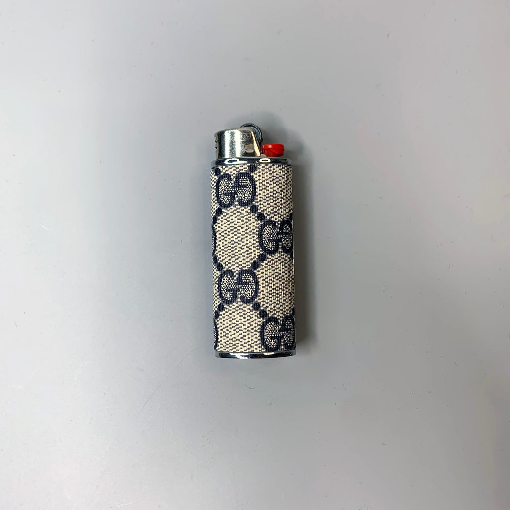 Classic Large Blue/Grey GG Monogram Lighter Cover