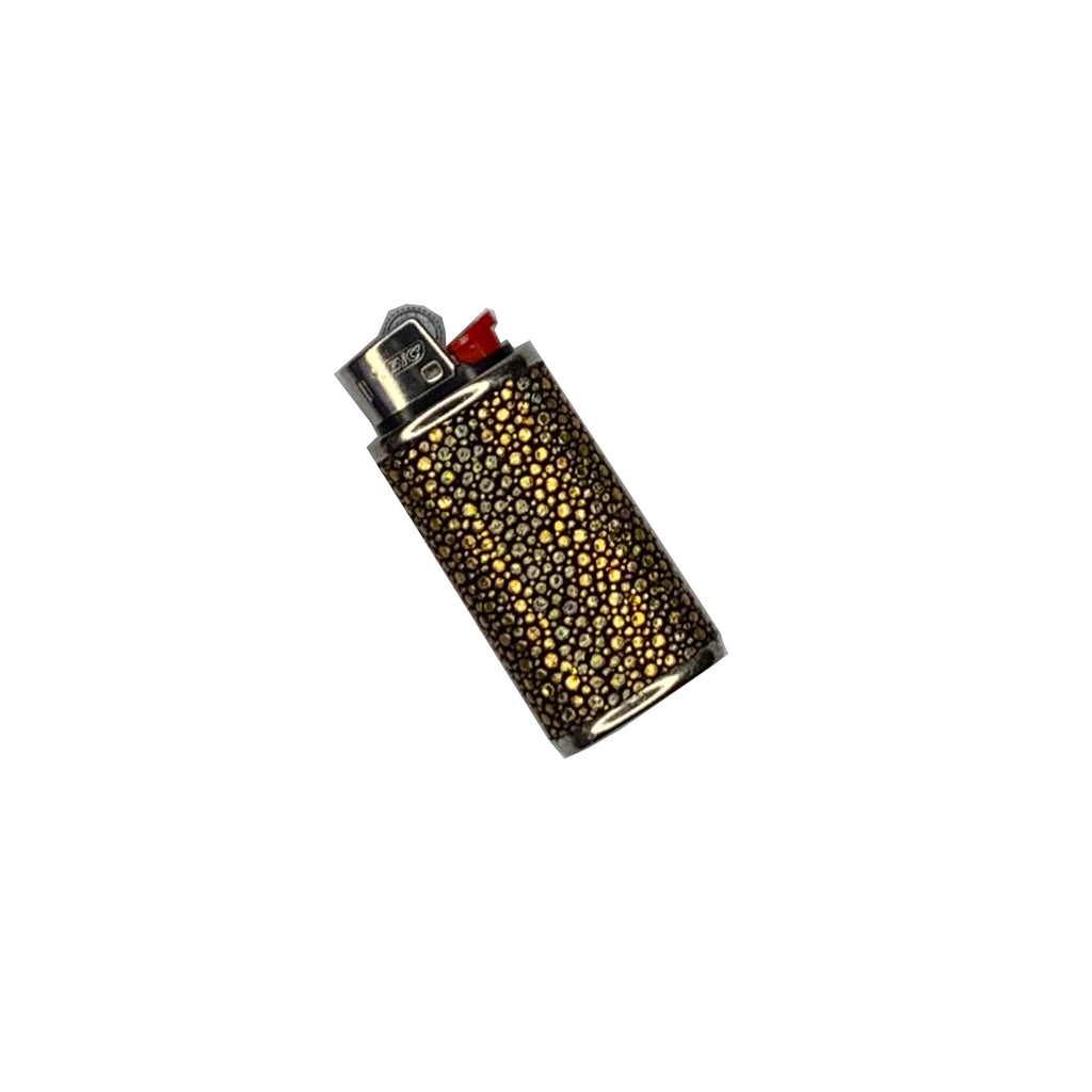 Mini Bic Lighter Cover in Holographic Gold Stingray