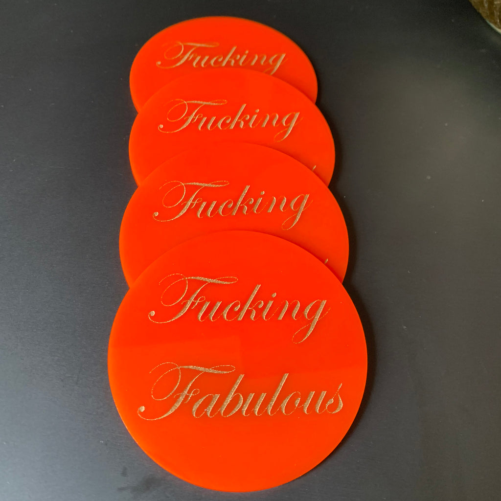 Fucking Fabulous Coasters in Orange