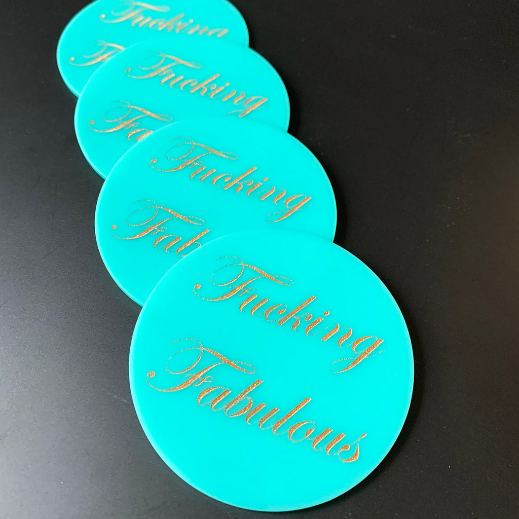 Fucking Fabulous Coasters in Turquoise
