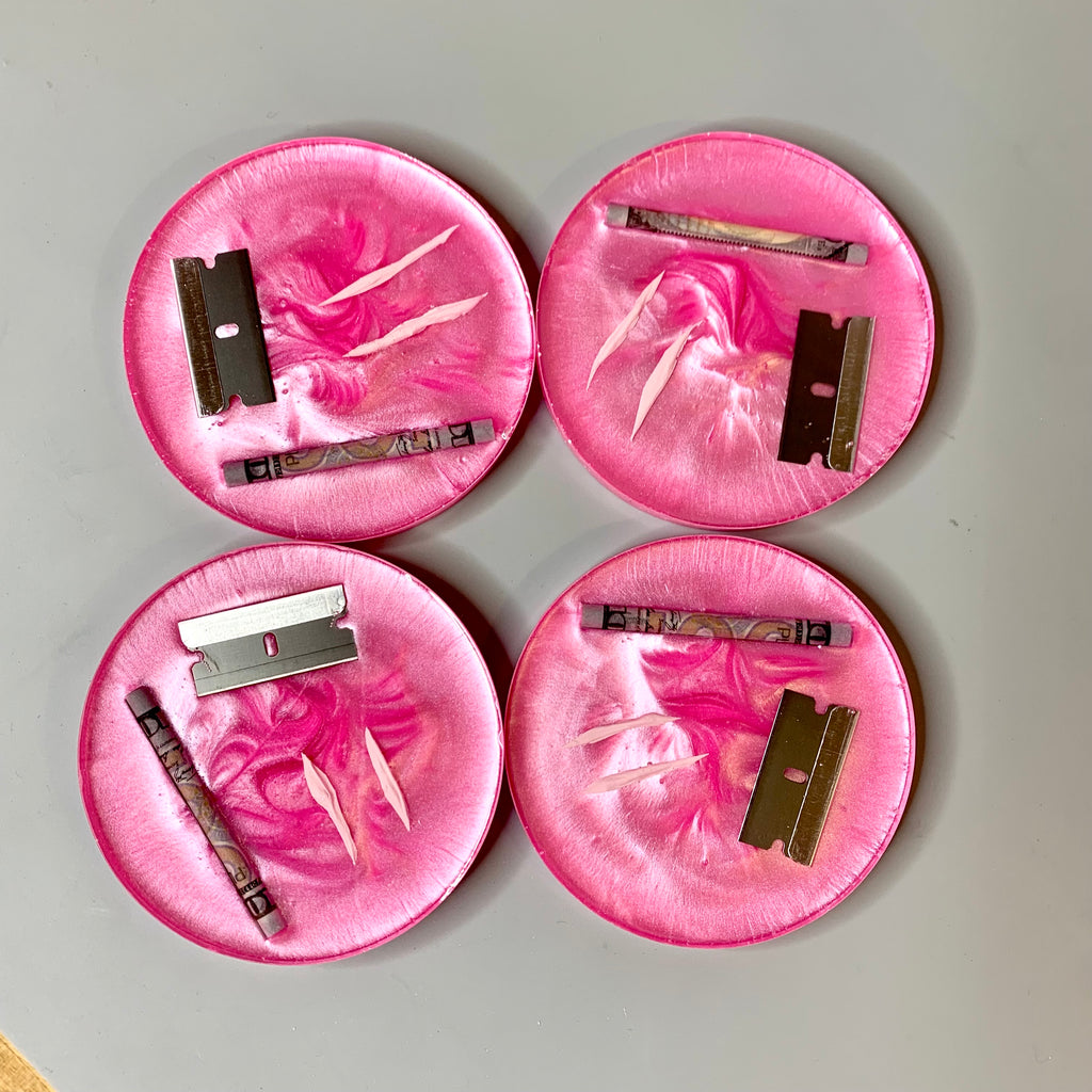 Hot Pink Studio 54 Nose Candy Coaster Set