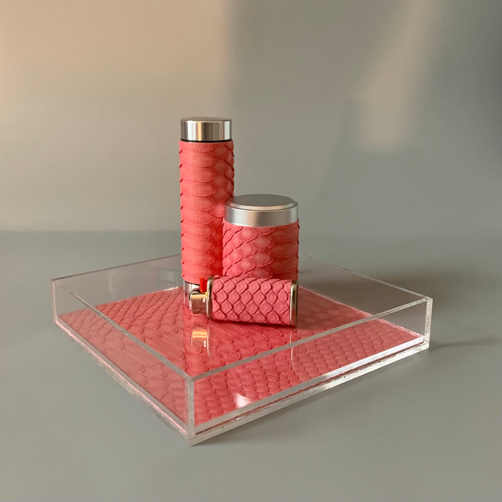 Pink Python Lucite Rolling Tray