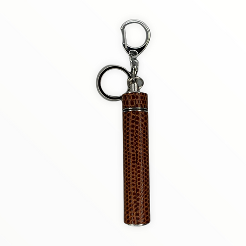 Pre-roll Travel Key Charm in Cognac Lizard